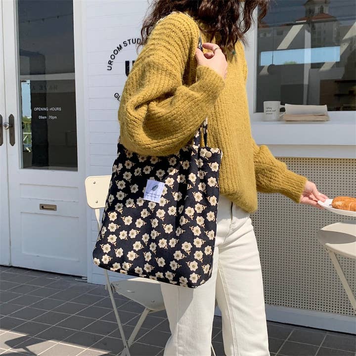 NINEXIS - Wholesale Tote Bag - Women's - CWAB3899_CORDUROY SNAP-BUTTON LARGE-CAPACITY SHOULDER BAG14