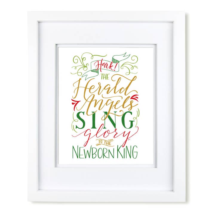 "Hark the Herald Angels Sing" art print for wholesale by Krystal Whitten Studio