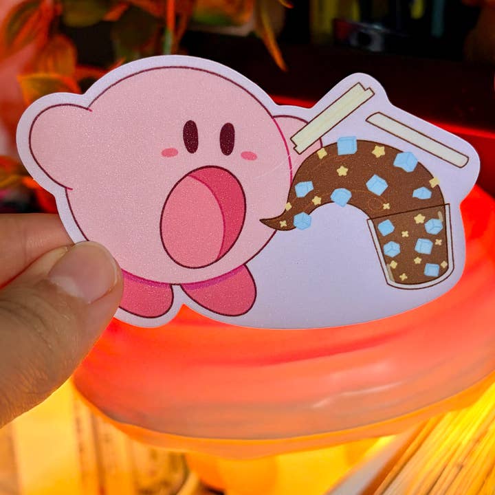 Kirb Coffee Lover Matte Sticker for wholesale by LulunaGhost