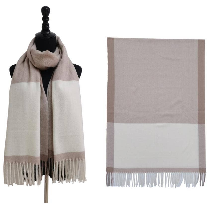 TAPA fashion – wholesale Scarf – Women's – Two Tone Cashmere Feel Block Pattern Scarves SCF6560 (12PC)10