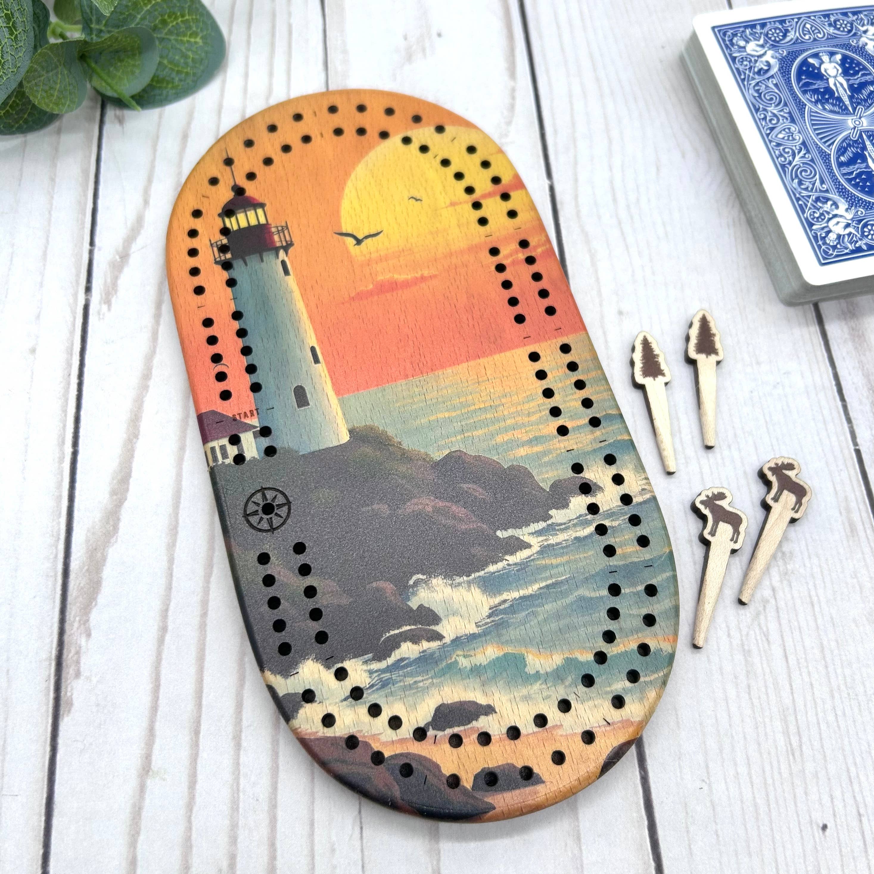 Cast & Carve – Engroshandel Brætspil – Farverig Vildmark Mini Rejse Cribbage Bræt12