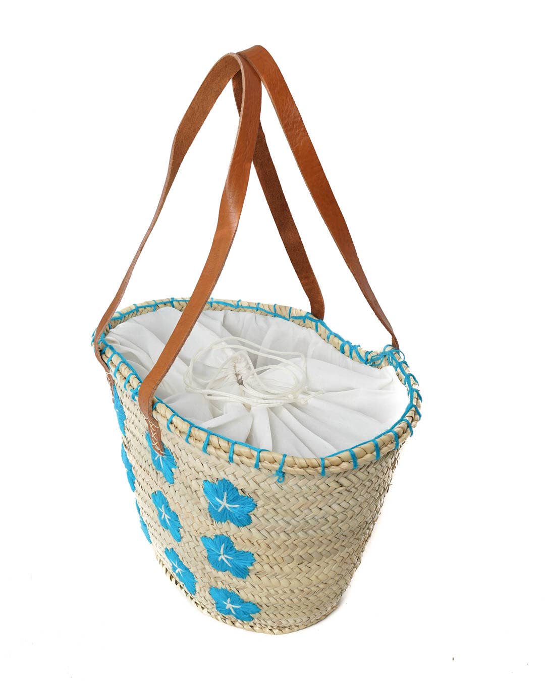 Logionline SLU – wholesale Strandväska – Naturlig palmblomma och ullväska - läderhandtag3