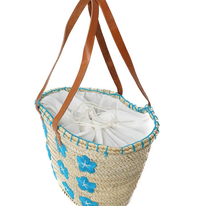 Logionline SLU – wholesale Strandväska – Naturlig palmblomma och ullväska - läderhandtag3