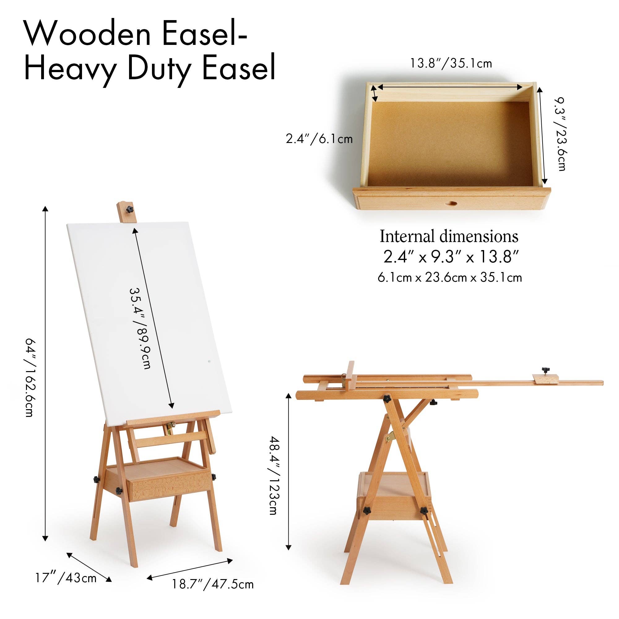 Artify – wholesale Easel – ARTIFY Large Wooden H-Frame Studio Beechwood Easel1