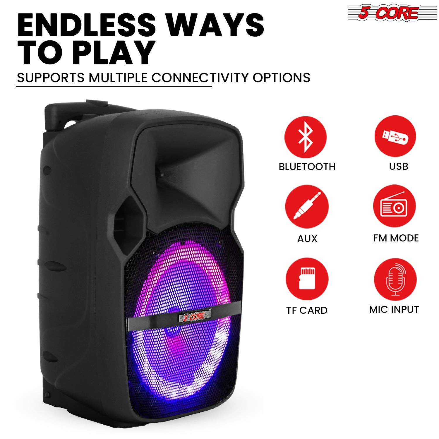 K Cube Inc - Wholesale Speakers - 5Core Party Speaker 2Pc Bluetooth 400W Active PA DJ System6