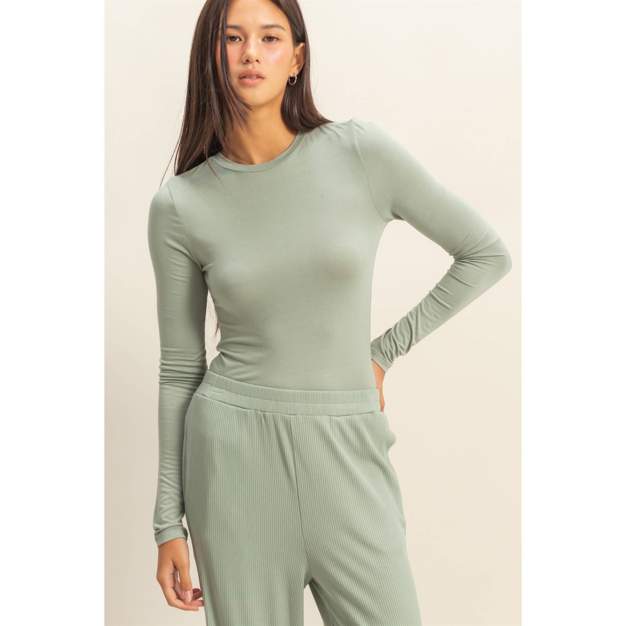 ICEBERG VERDE Top a maniche lunghe con scollo rotondo aderente in vendita all'ingrosso su Faire0