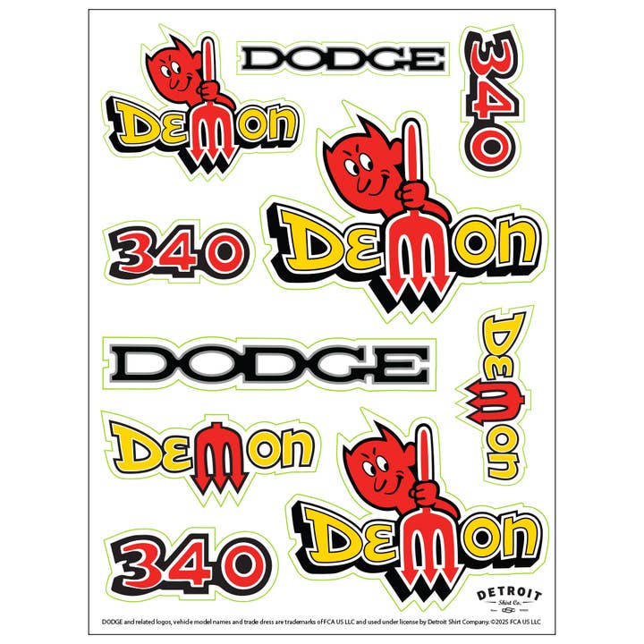 Sticker - Dodge Demon Vintage - Sheet for wholesale by Detroit Shirt Co.