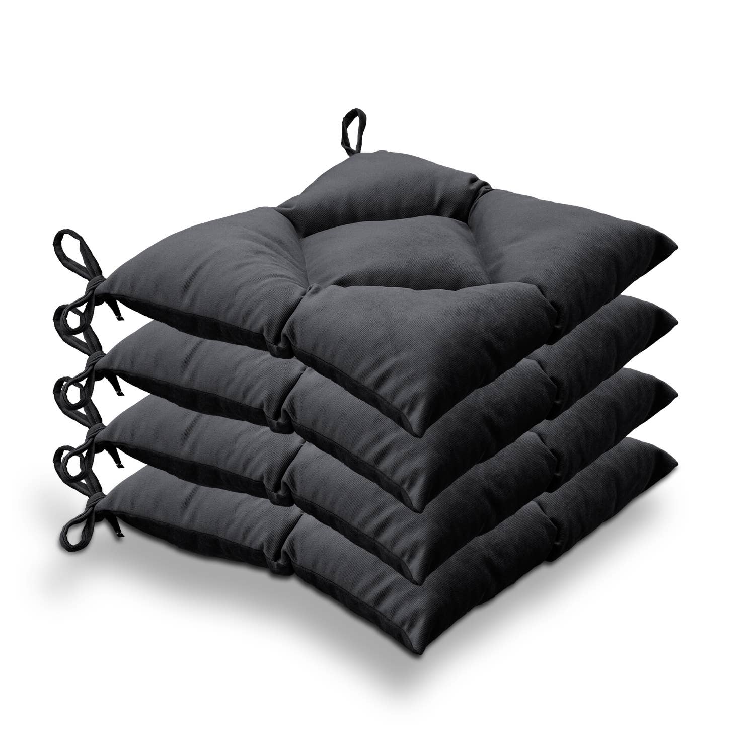 CASASRO - Venta al por mayor Cojines para sillas - CASASRO® Cojines para sillas de comedor | Juego de 4 de 40x40 cm | Tela de terciopelo suave lavable en 9 colores | Cojines con lazos para sujetar5