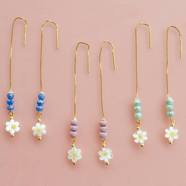 Flower Threader Earrings for wholesale by Jill Makes