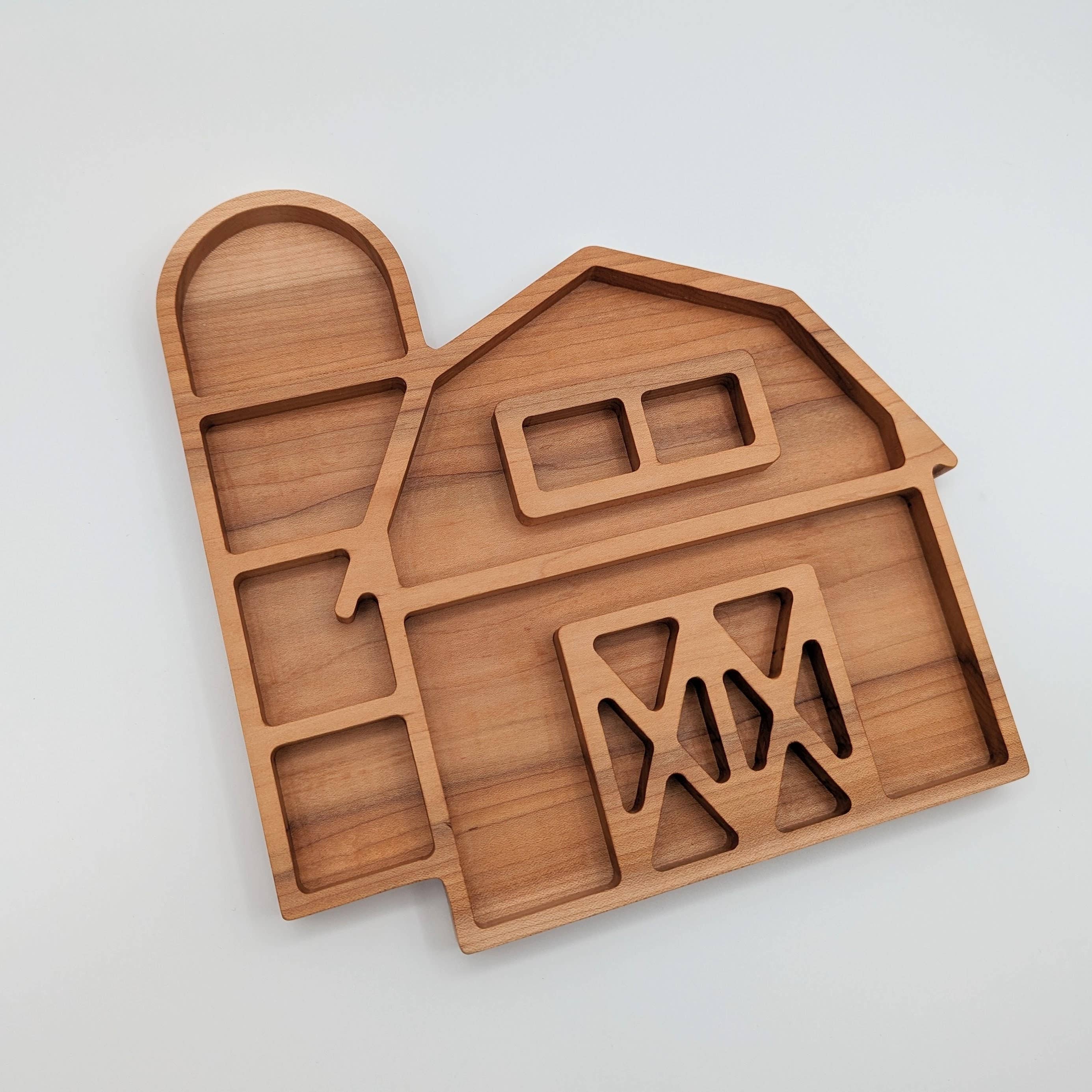 Carved Together Co – Brinquedo de madeira - Crianças por atacado – Bandeja Sensorial Fazenda - Grande6