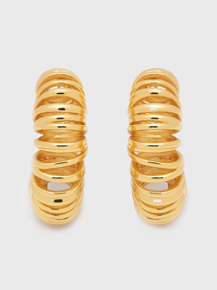 Allora - Moderne krul-hoepelcreolen goud voor wholesale door Filippa Firenze