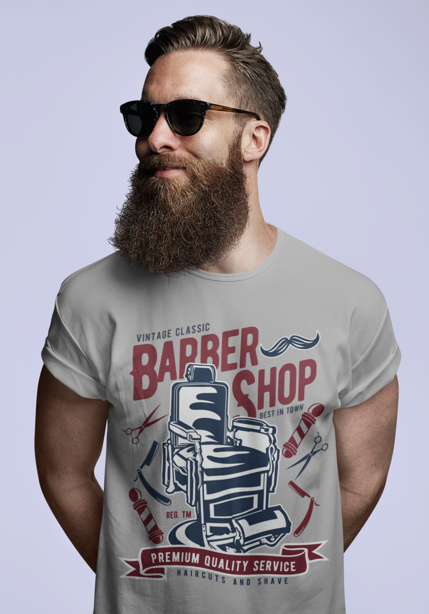 Grijze mergel ULTRABASIC heren T-shirt met vintage barber shop ontwerp - casual shirt voor groothandel op Faire2