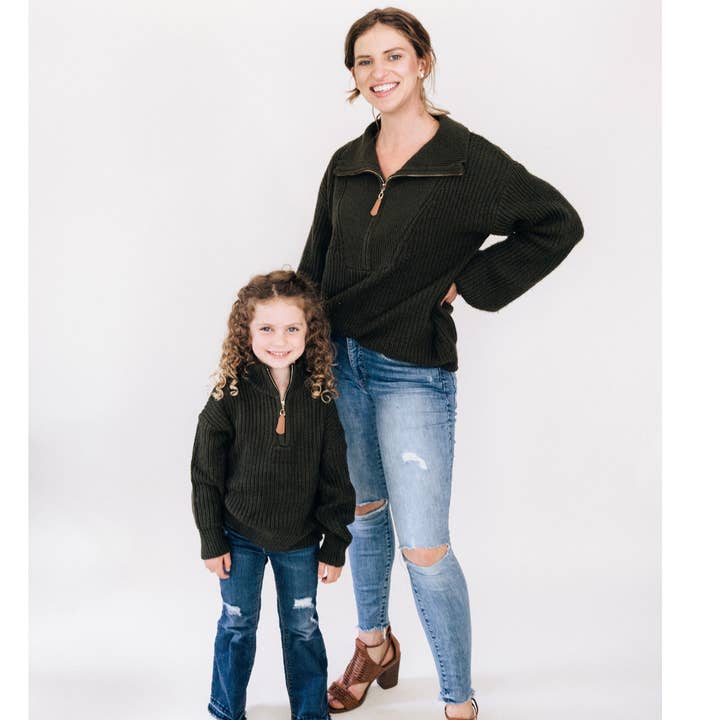 HAHA MAMA Clothing - Wholesale Knit Sweater - Kids - Dark Green Sweater - Child4