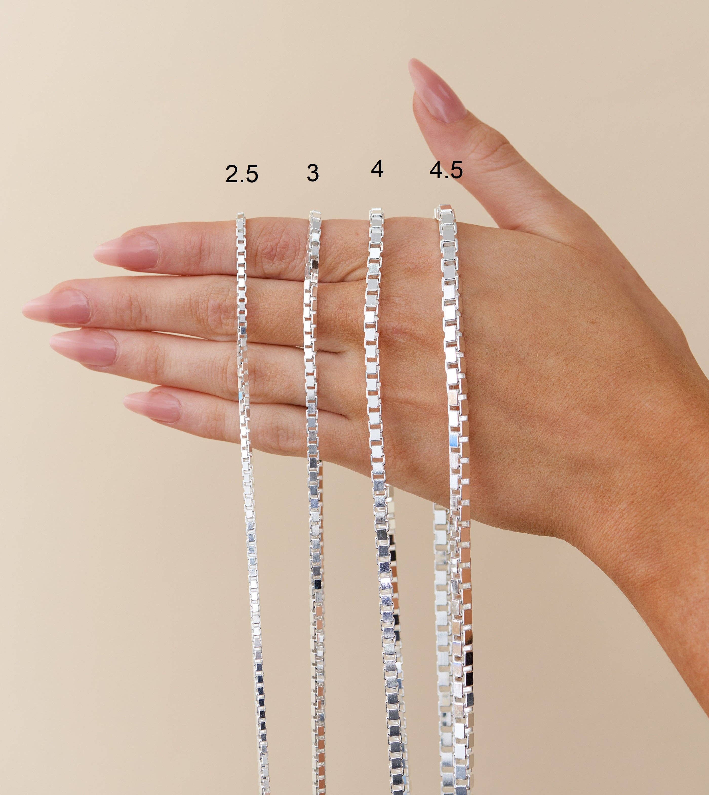 Olive & Chain - Wholesale Link & Chain Necklace - Silver Box Chain Necklace2