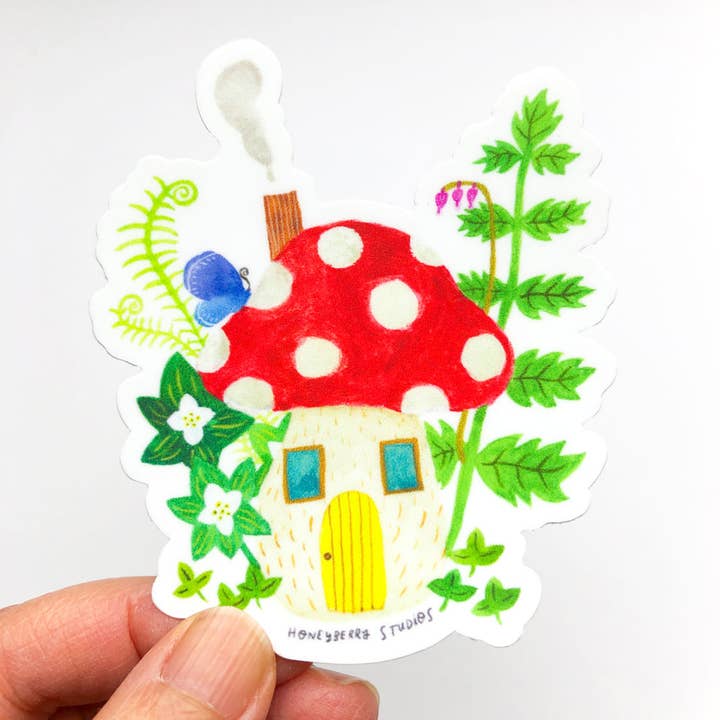 Honeyberry Studios - Wholesale Sticker - Mushroom House Sticker