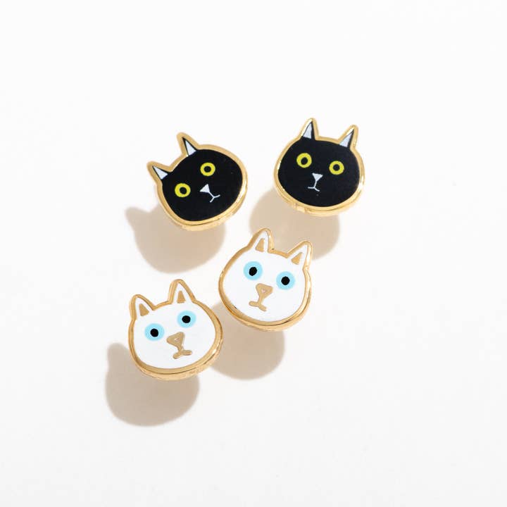 Larissa Loden - Wholesale Stud/Post Earrings - Cat Enamel Stud Earrings