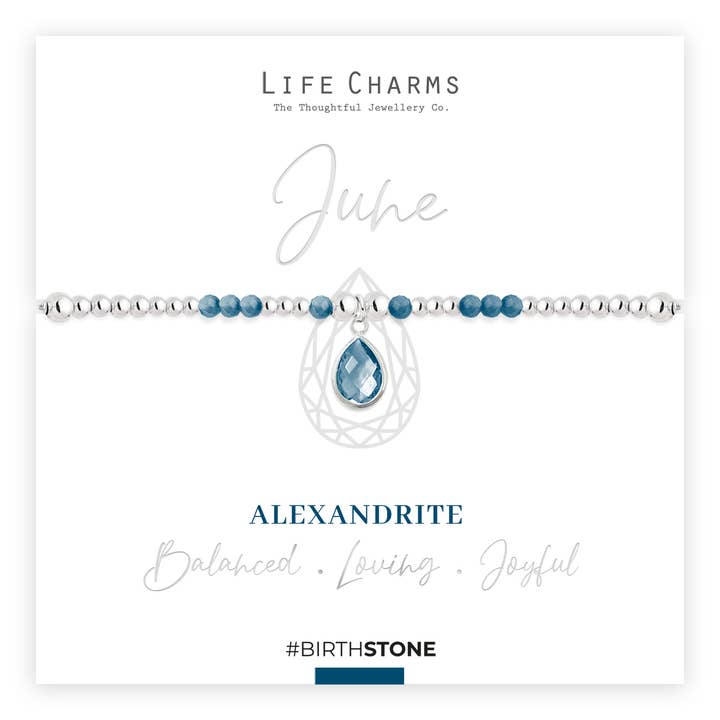 June Alexandrite Birthstone Charm Bracelet for wholesale by Life Charms
