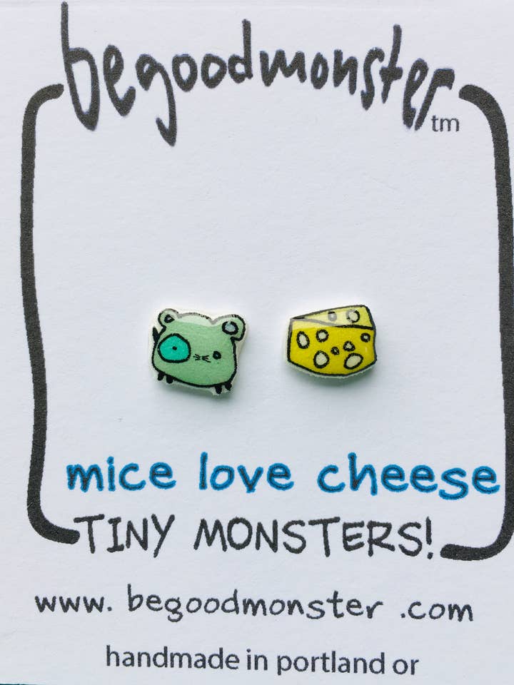 Mice Love Cheese Earrings for wholesale by Be Good Monster
