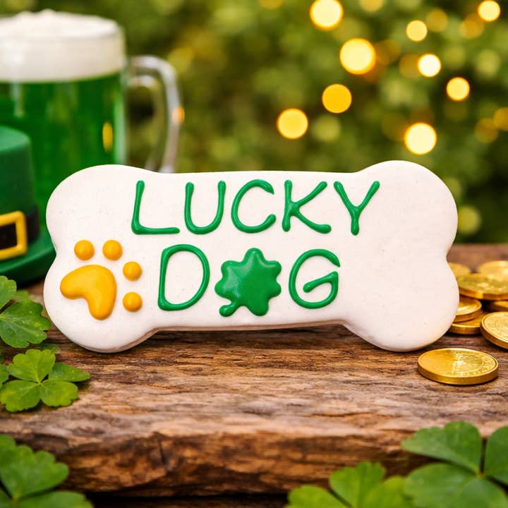 6" Novelty Dog Cookie – Lucky Dog | 12-Pack for wholesale by fetch! Dog Treats
