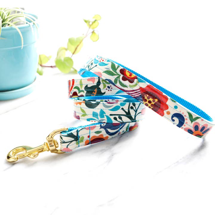 'Frida' Laminated Cotton Dog Leash for wholesale by Mimi Green