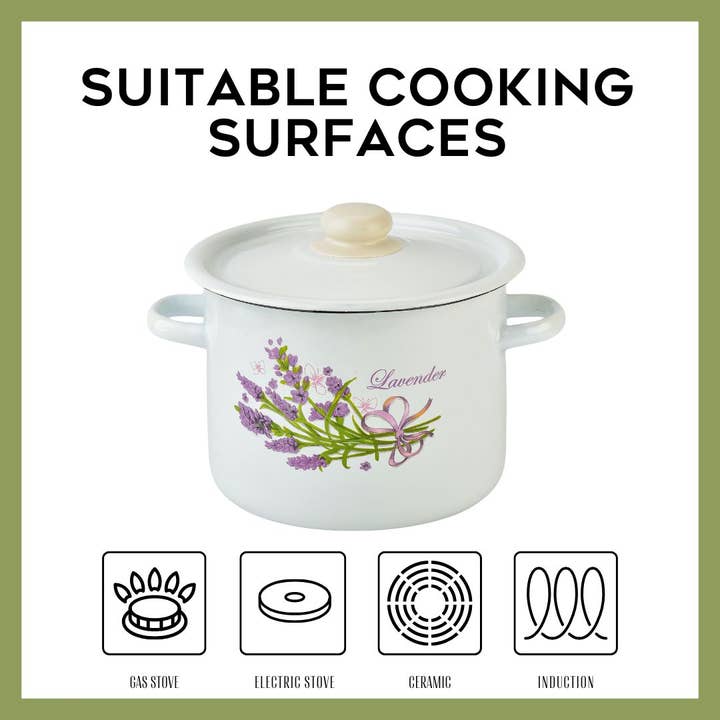 STP - Wholesale Cooking Pot - Lavender Bouquet Enamelware Pot Set of 2