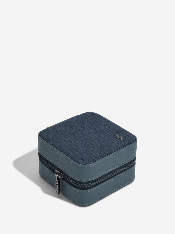 Scatola da viaggio per orologi e gioielli in tela blu per la vendita all'ingrosso da parte di Stackers