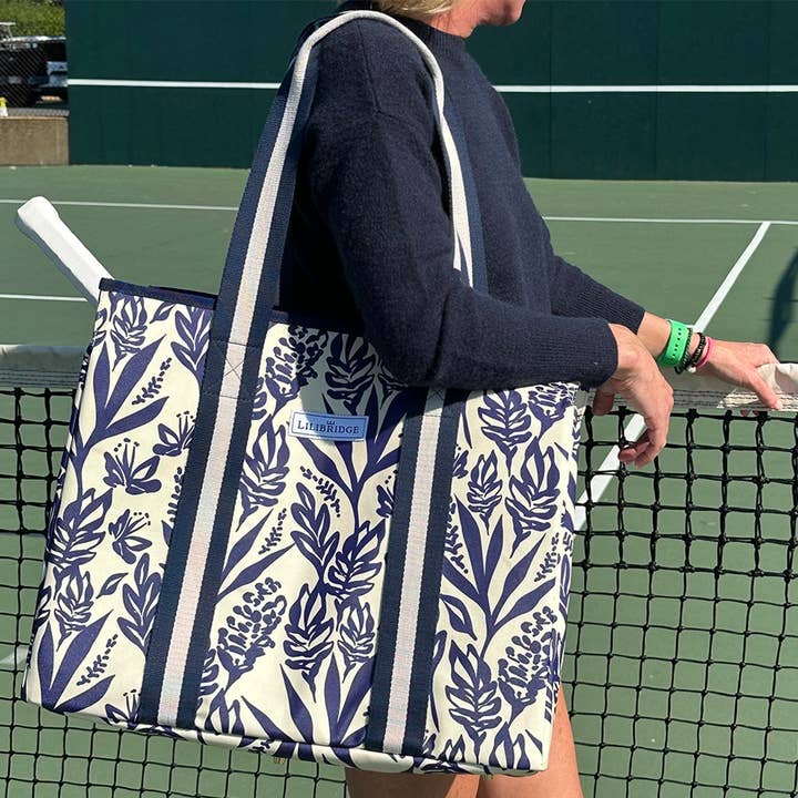 Lilibridge - Wholesale Tote Bag - Women's - The Tennis Bag, Island Garden Navy