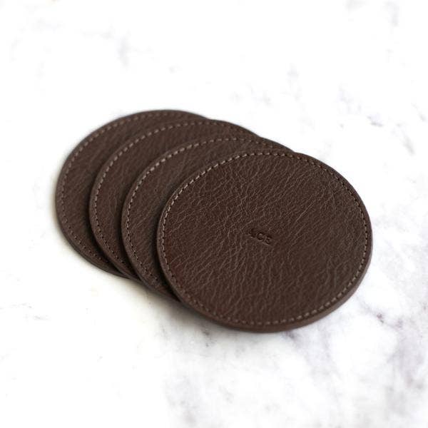 Northwind – wholesale Underlägg – Glasunderlägg Set - Full Grain läder - uppsättning av 4 - USA tillverkade2