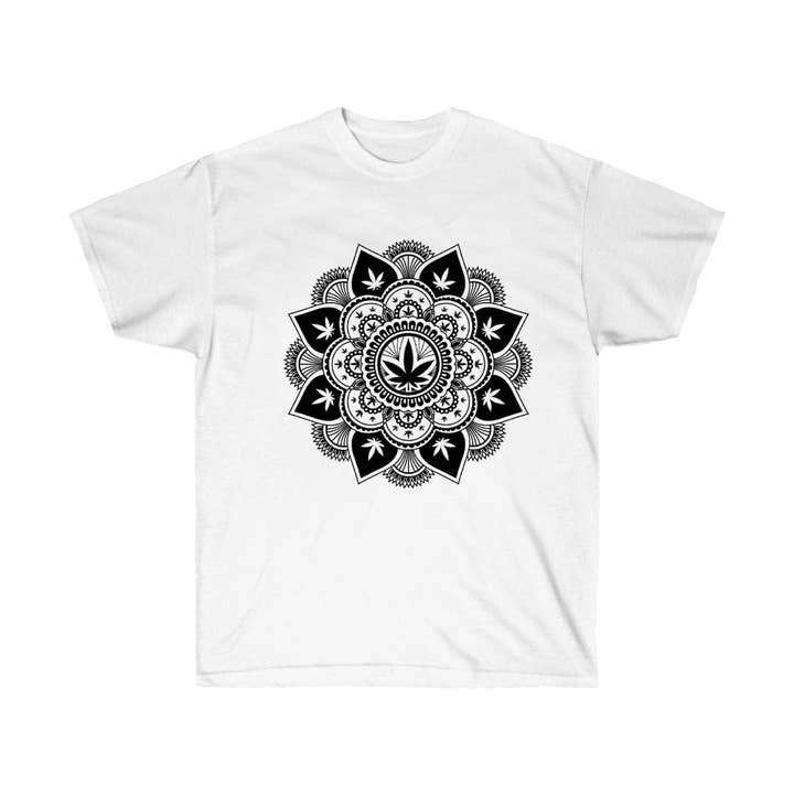 Cannabis with Mandala Pattern T-Shirt for wholesale by Luluizy Designs Co.