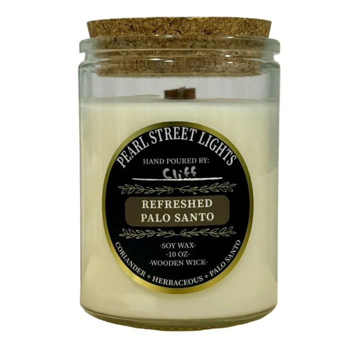 Refreshed Palo Santo Soy Wax Wood Wick Candle w/Various Size for wholesale by Pearl Street Lights