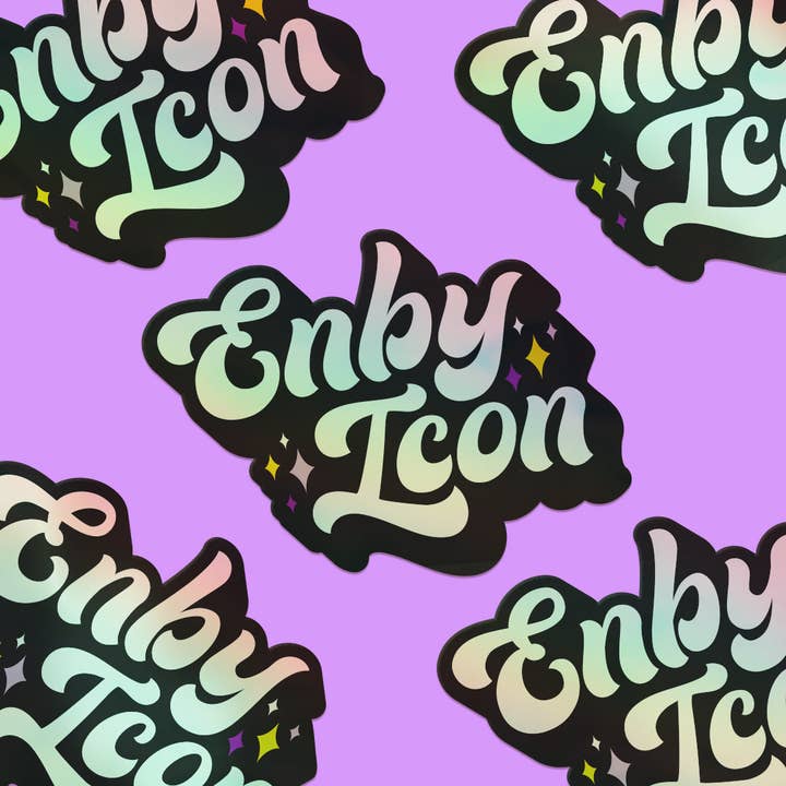 A Fink & Ink - Wholesale Sticker - Enby Icon Holographic Vinyl Nonbinary Pride Sticker2