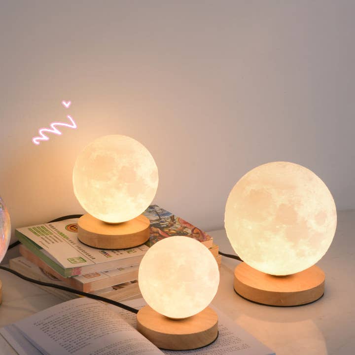 Lámpara de Luna 3D Lámpara de Luna Lámpara de Escritorio Lámpara de Carga Lámpara de Dormitorio Lámpara de Noche Creativa Regalo Ins Lámpara de Ambiente para venta al por mayor de American Smart