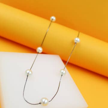 MIA Jewelry - Wholesale Beaded/Pearl Necklace - 18K Rhodium Filled Pearl Beaded Necklace (H87)(H88)