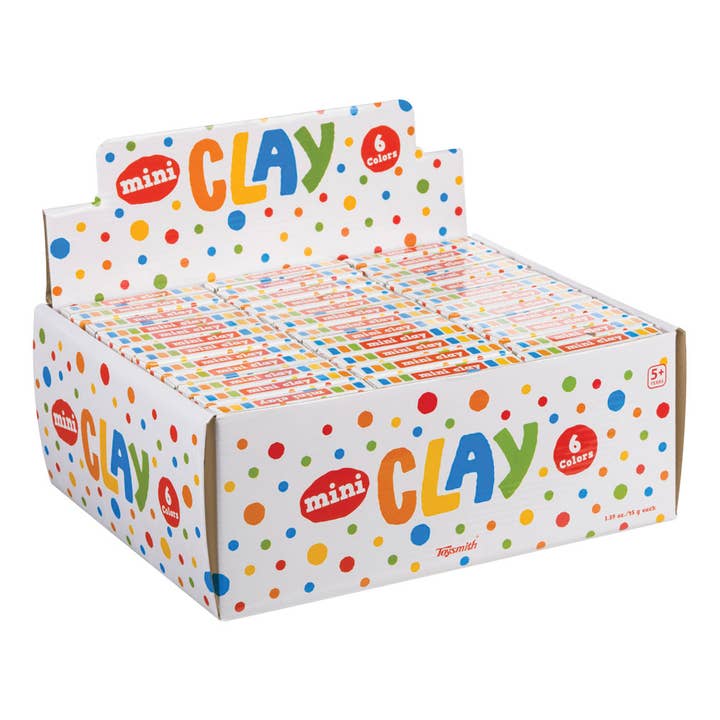 Toysmith - Wholesale Retailer Display - Kids & Baby - Mini Clay, 6 Vibrant Colors, Display of 72