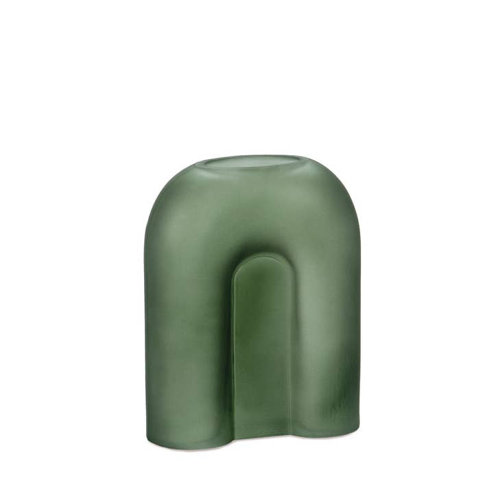 Green glass decorative vase 20cm for wholesale by Andrea House