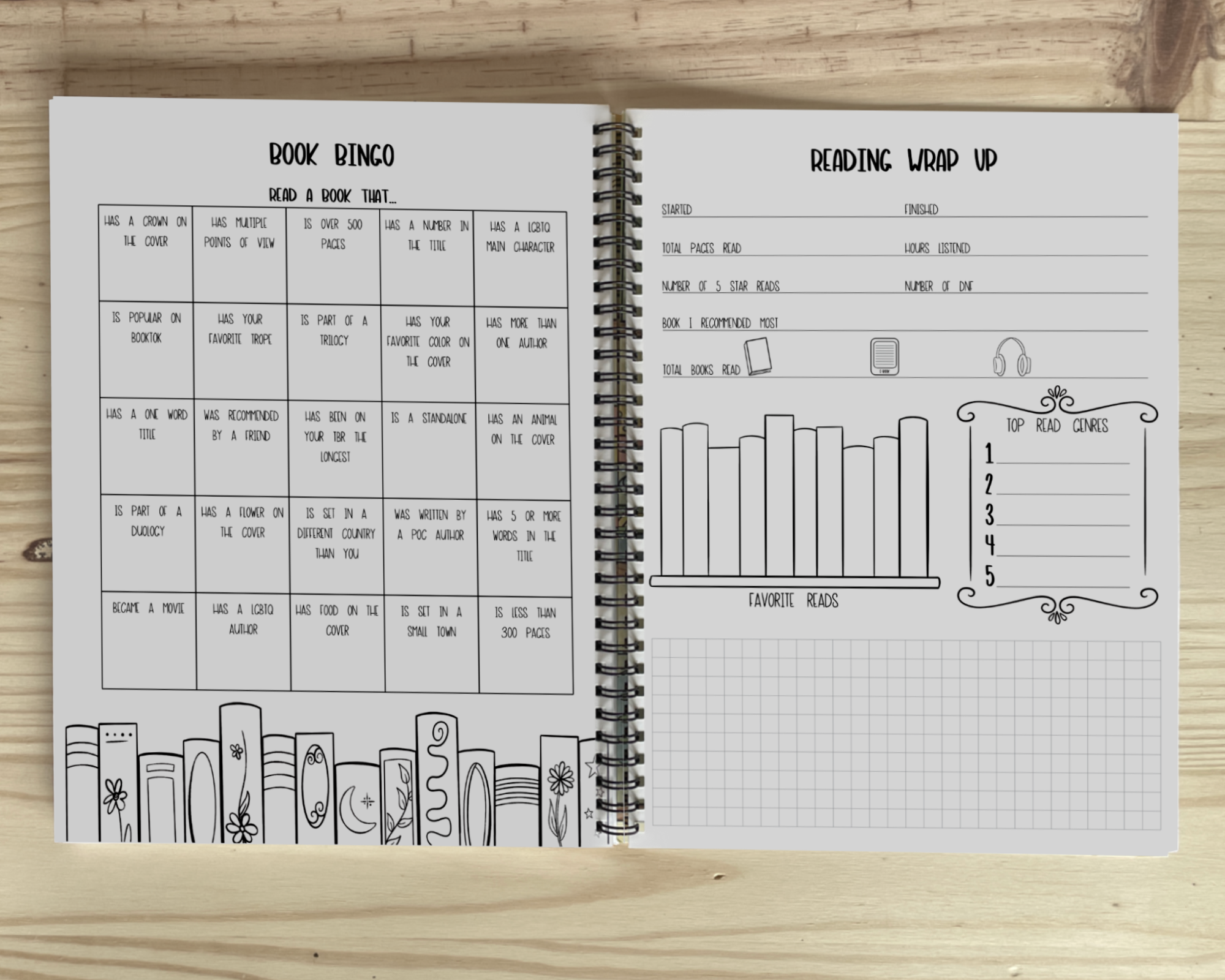 The Peachy Polka Dot – Engroshandel Notesbog – Læsedagbog, 50 sider med boganmeldelser spiralbundet notesbog3