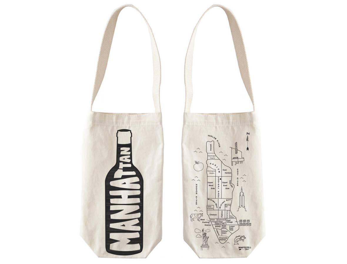 Maptote - Wholesale Wine Tote - Manhattan Single Wine Totes - USA Made Cotton Canvas Bag0
