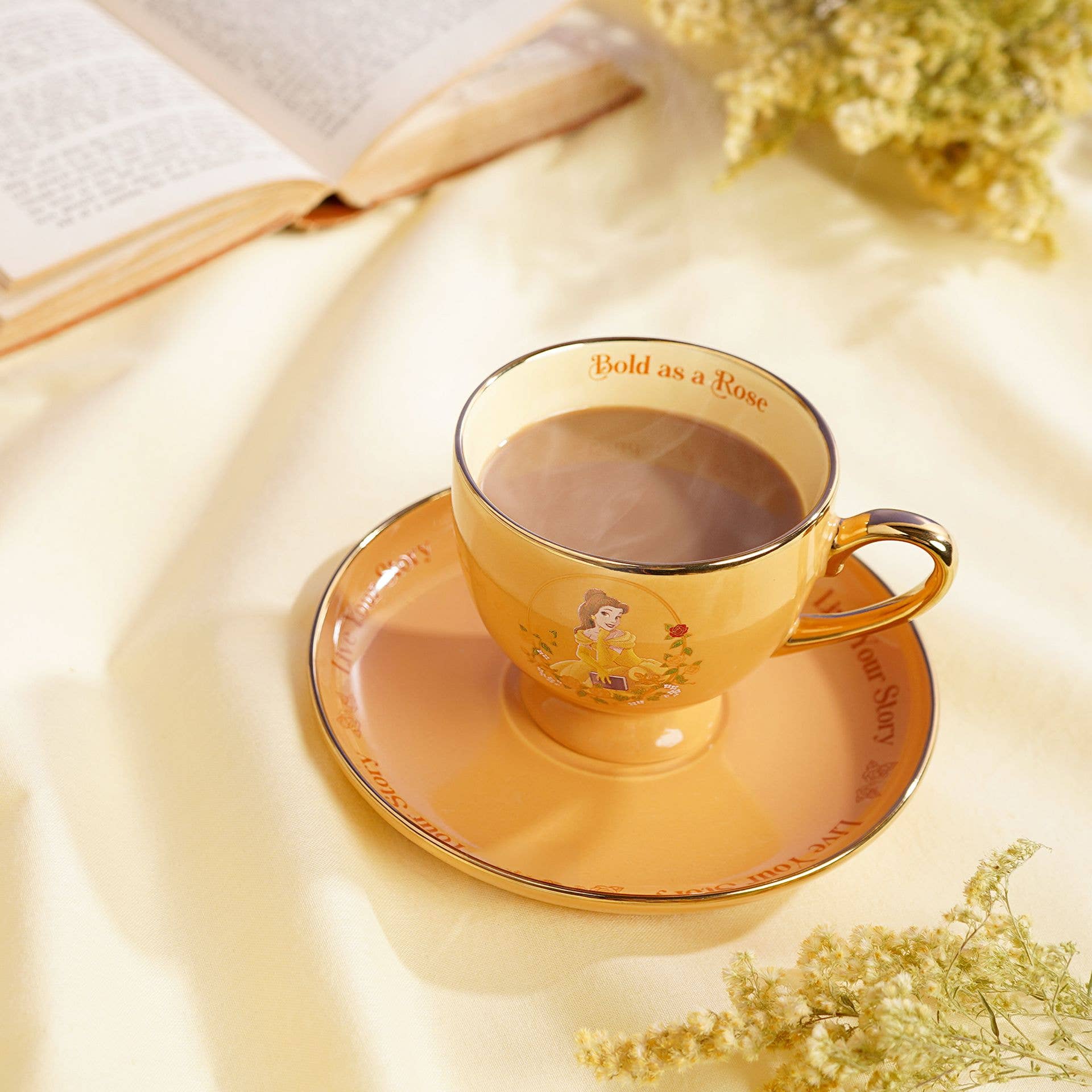 WIDDOP and Co. - Wholesale Drinking Glass/Cup - Disney Pastel Princess Tea Cup & Saucer - Belle1