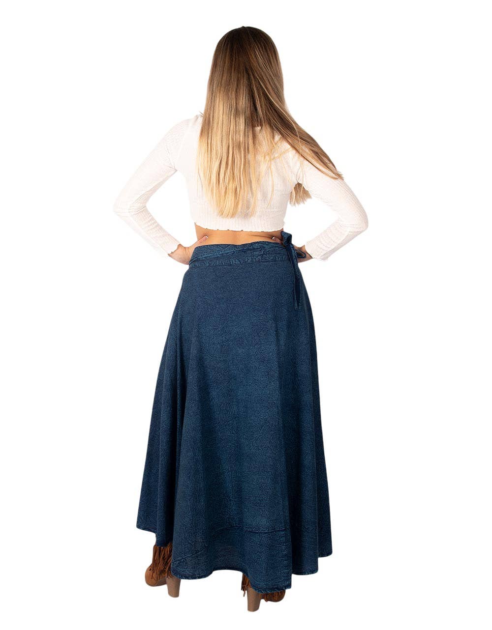 Kimago Look - Wholesale Skirt - Women's - Blue boho wrap long skirt | Kimago2