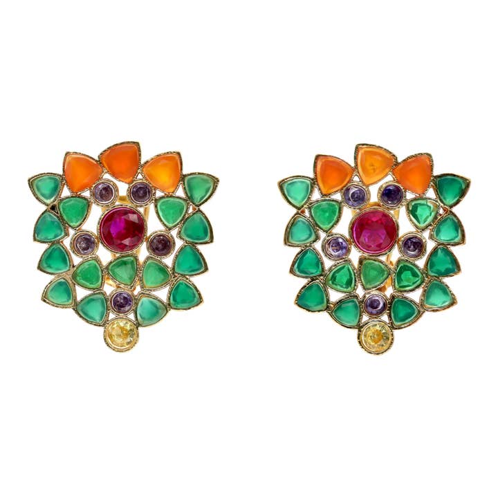 Triana Green and Orange Earrings for wholesale by ACUS