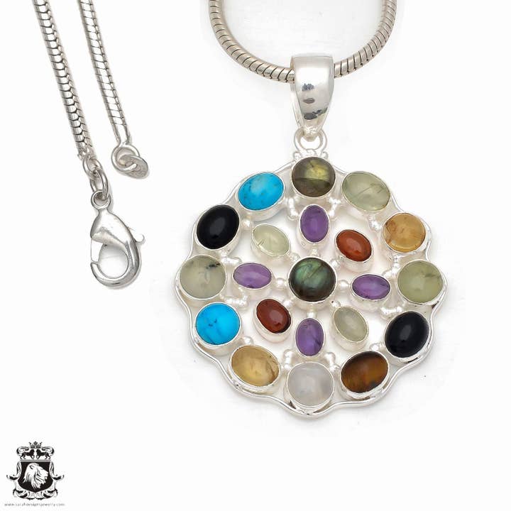 Citrien granaat peridoot amethist hanger en ketting P8493 voor wholesale door SARAH DESIGNS JEWELRY