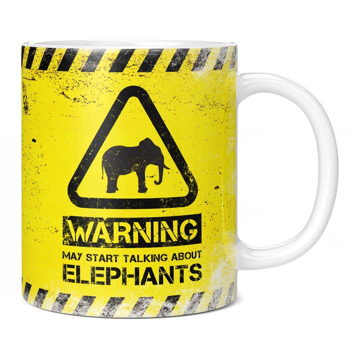 Elephant Mug - Warning May Start Talking About Elephants for wholesale by Mug Monster