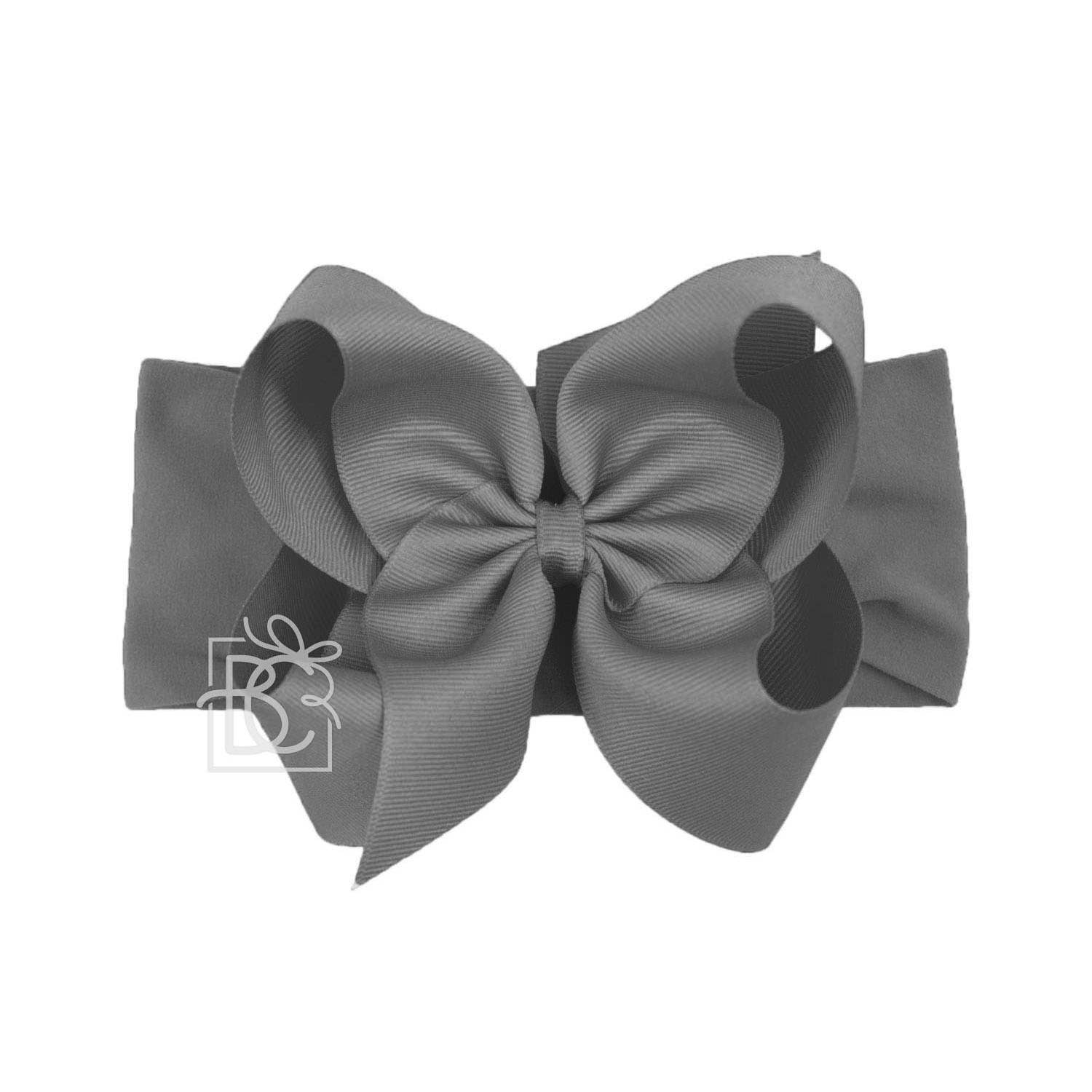 Beyond Creations, LLC - Wholesale Fashion Headband - Kids - WIDE PANTYHOSE HEADBAND W/CLASSIC GROSGRAIN BOW25