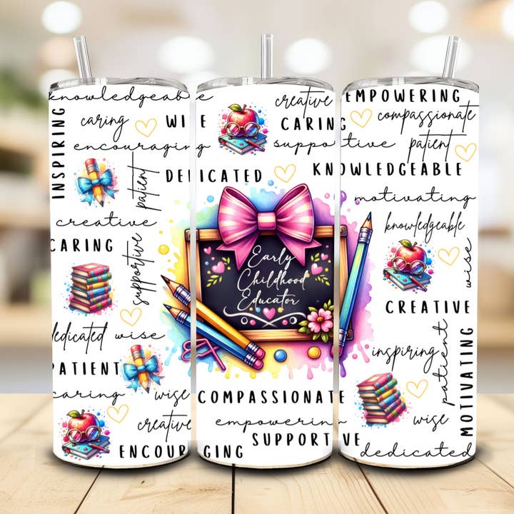 Early Childhood Educator Tumbler, 20 oz. Stainless Steel for wholesale by Stencil Art Canada