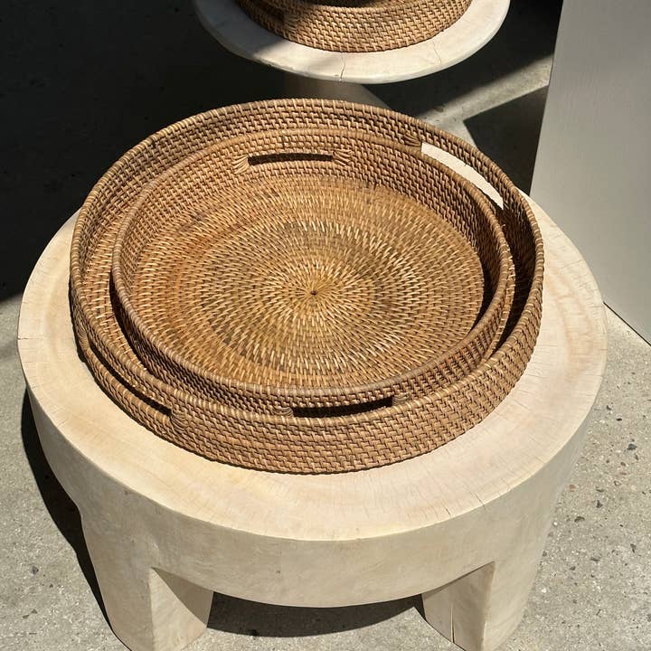 Office Objets - Wholesale Basket - Set of three handcrafted Indonesian wicker baskets in natural rattan (caramel)39