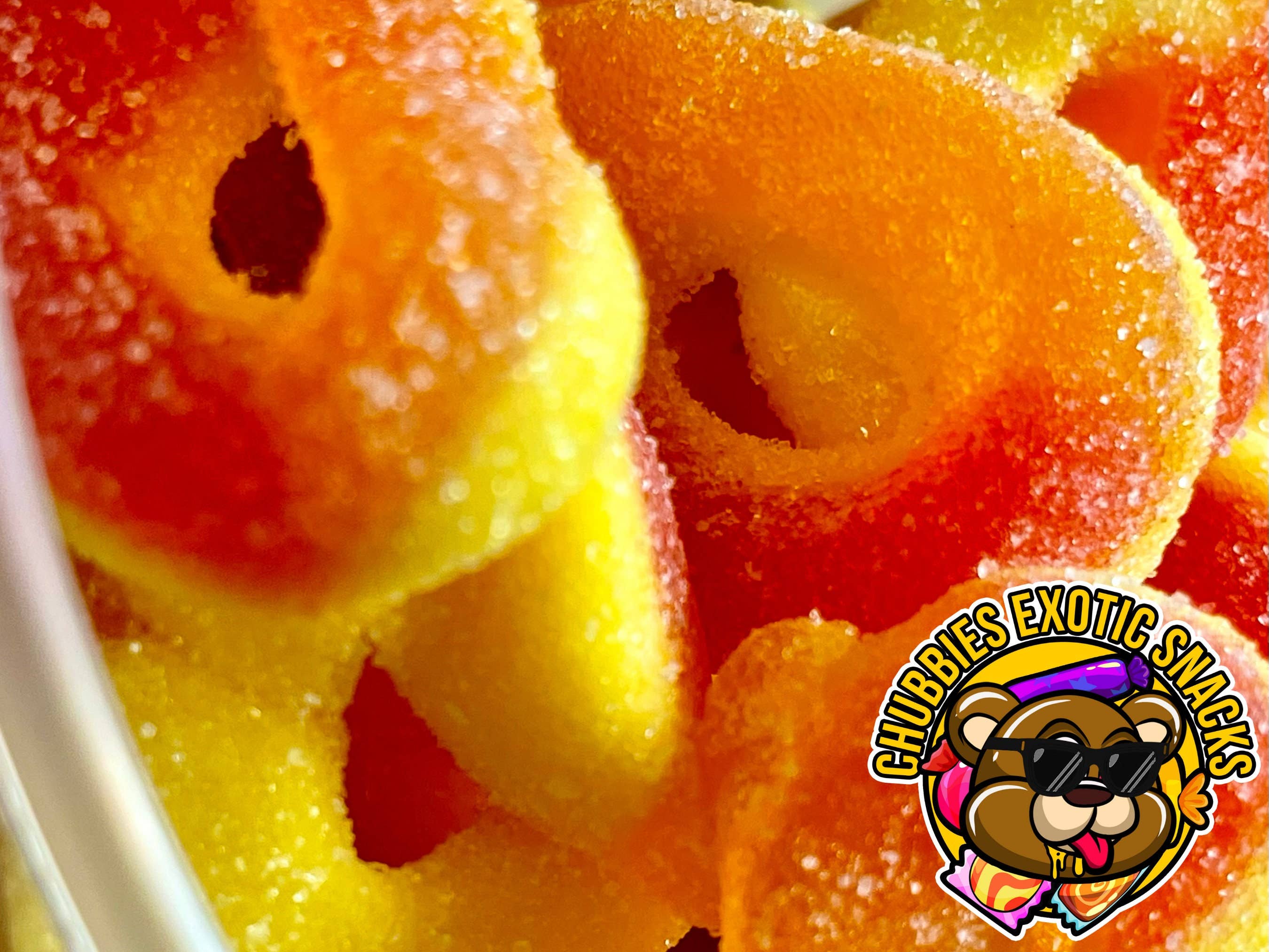 CHUBBIES EXOTIC SNACKS – wholesale Boiled sweets – Dulce Enchilados Spiced Peach Rings - Spicy Peach Rings1
