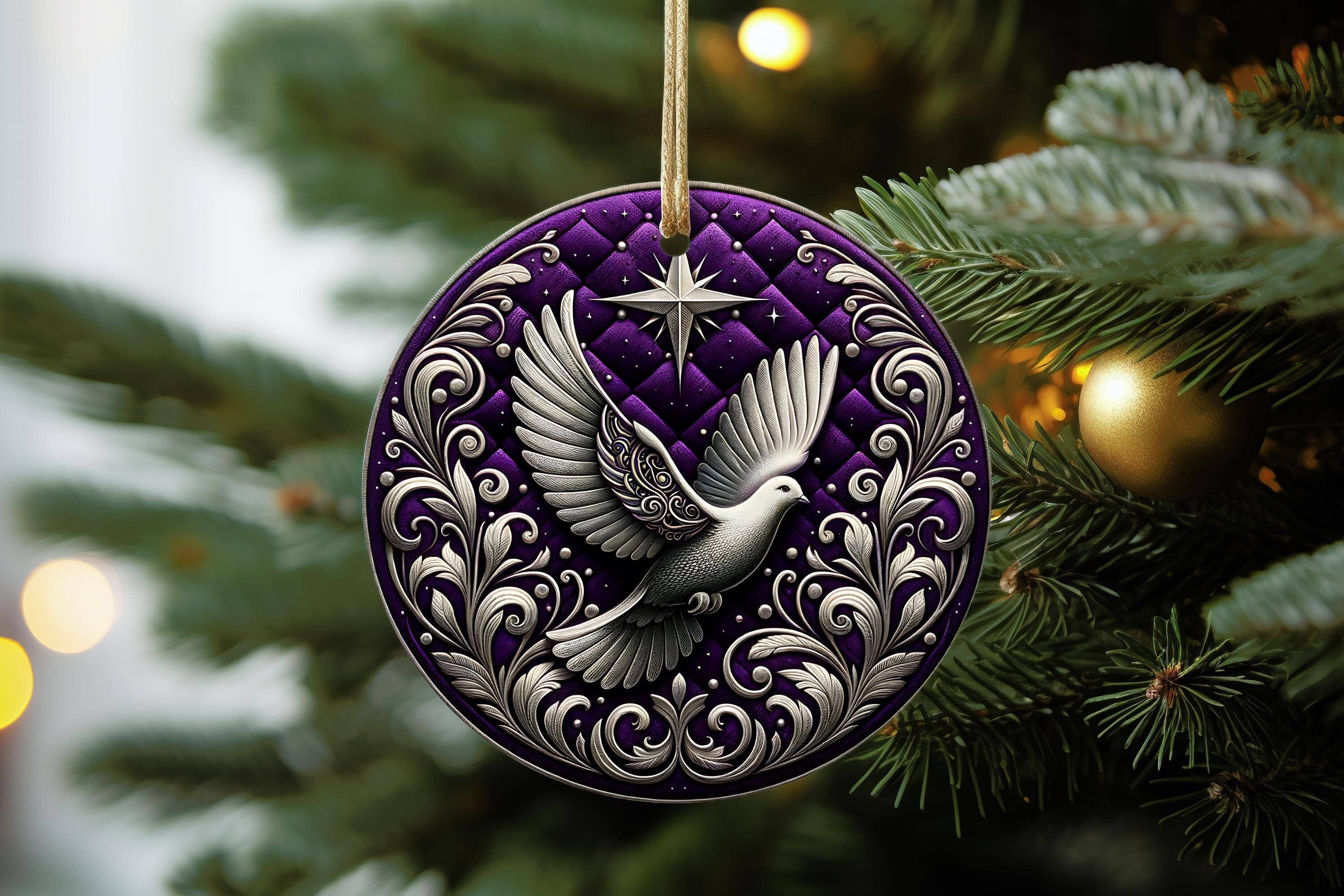 TMLECOM LTD – wholesale Ornament – Dove Christmas Ornament, Round Design Christmas Tree Decor0