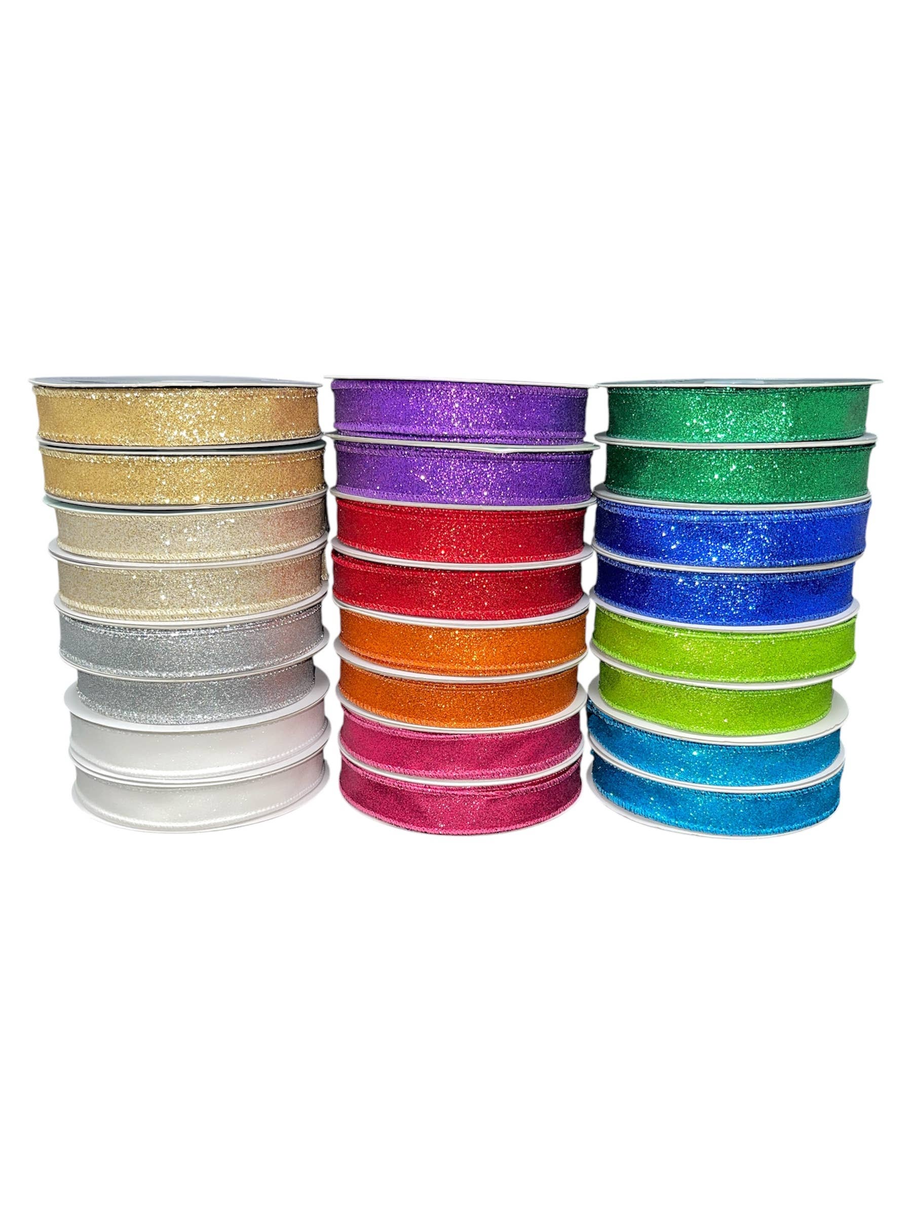 Thompson Wholesale - Wholesale Ribbon - Gift Wrapping - Sparkle ⅝" Wired Ribbon -- 24 Pack