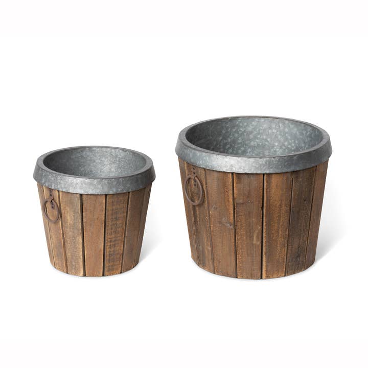 Park Hill Collection Galvanized Lined Wooden Planters, Set o for wholesale by Park Hill Collection