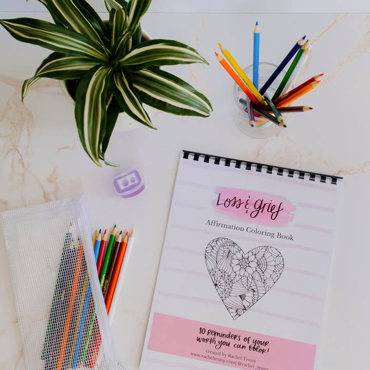Libro da colorare Loss & Grief | Matite colorate e astuccio per la vendita all'ingrosso da parte di Rachel Tenny